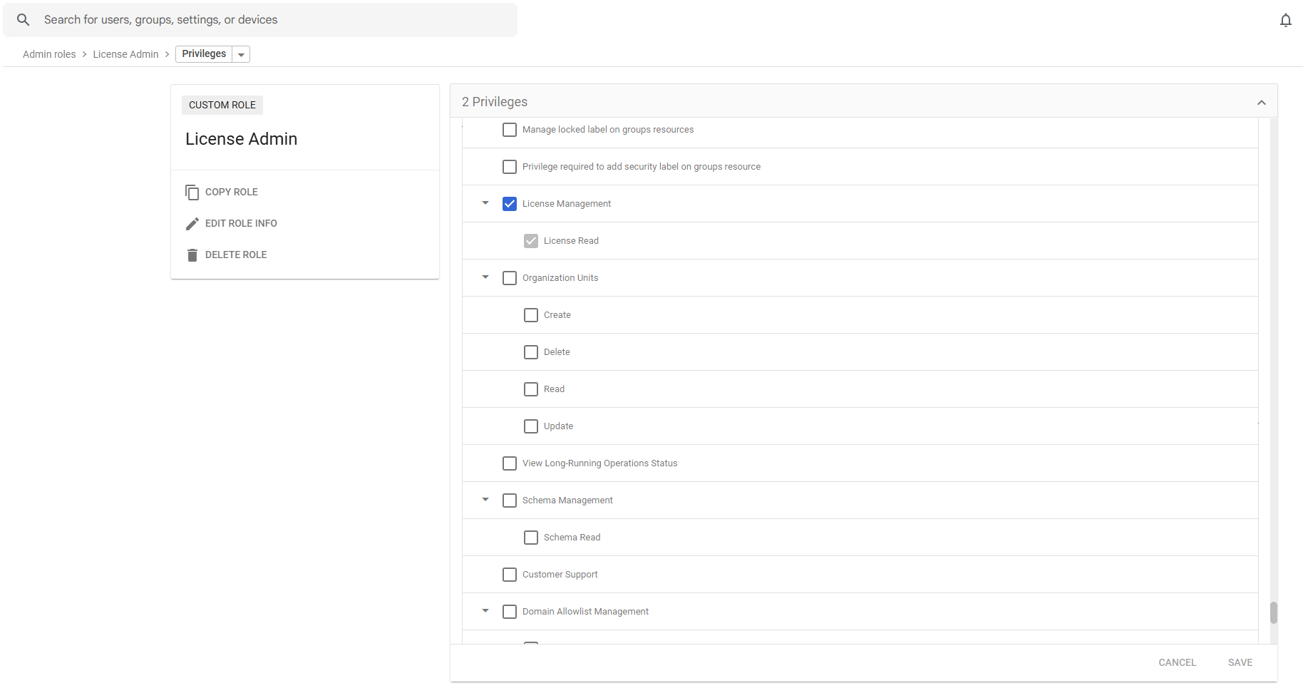 Google Workspace administrator roles