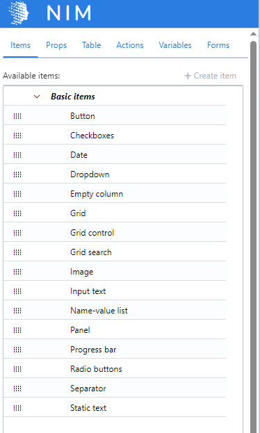 Form item library
