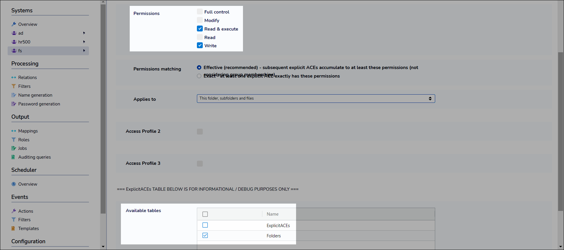 Enable the Folders table