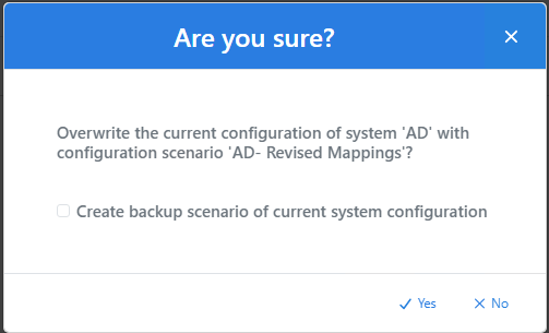 The confirmation dialog when loading a configuration scenario