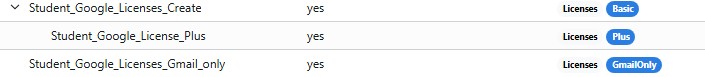 Example set of Google Workspace licensing filters