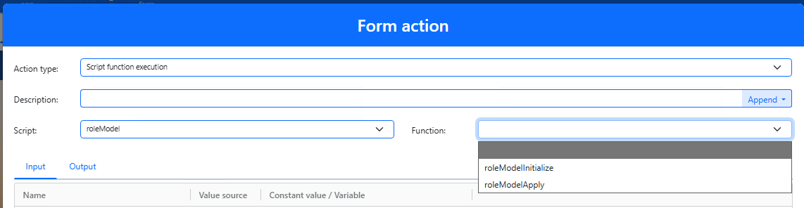 Select a script function