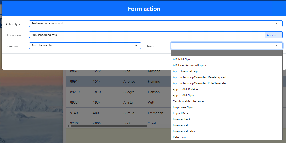 Select a scheduled task