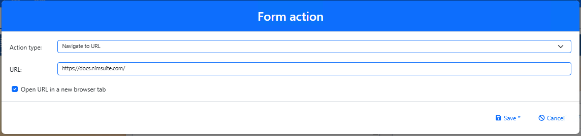 Configure a URL navigation action