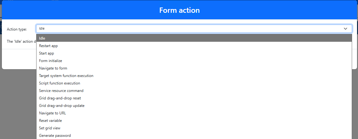 Select an App action type