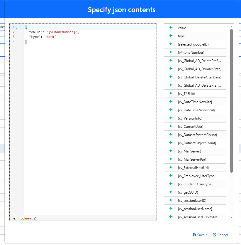 Insert an App variable into the JSON value