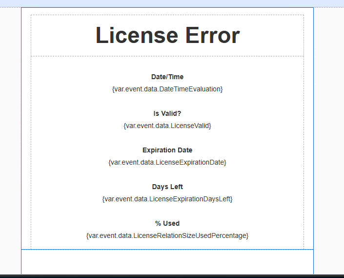 Example license notification email template