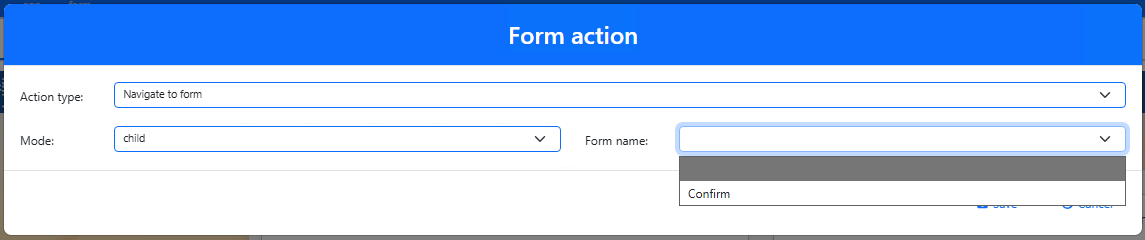 Choose a child form navigation target