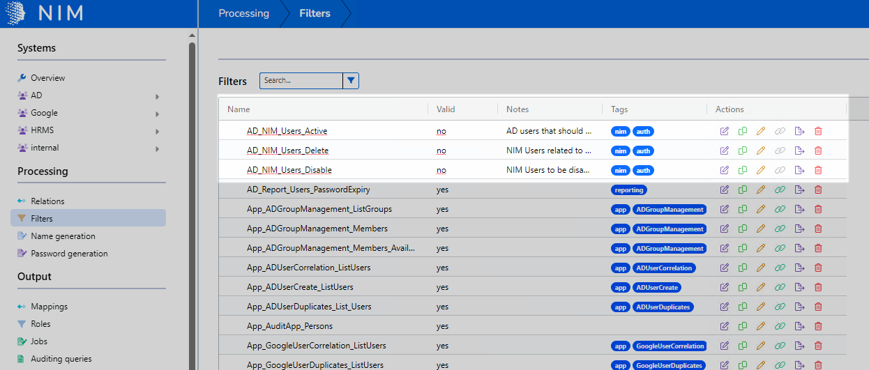 An invalid filter in NIM