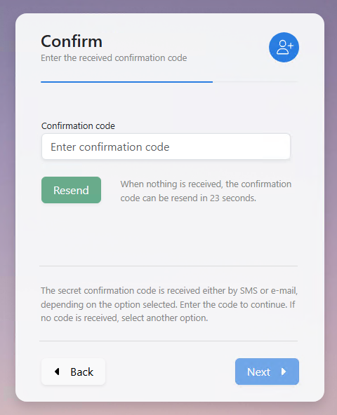 Confirm the onboarding OTP