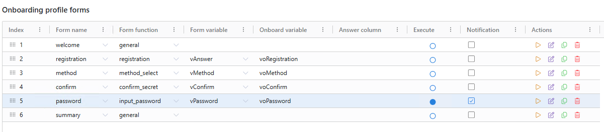 Example OTP onboarding profile forms