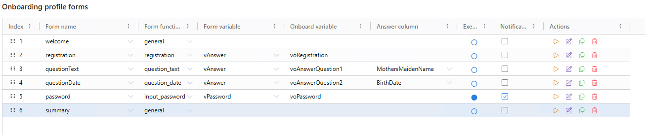 Example question-and-answer onboarding profile forms