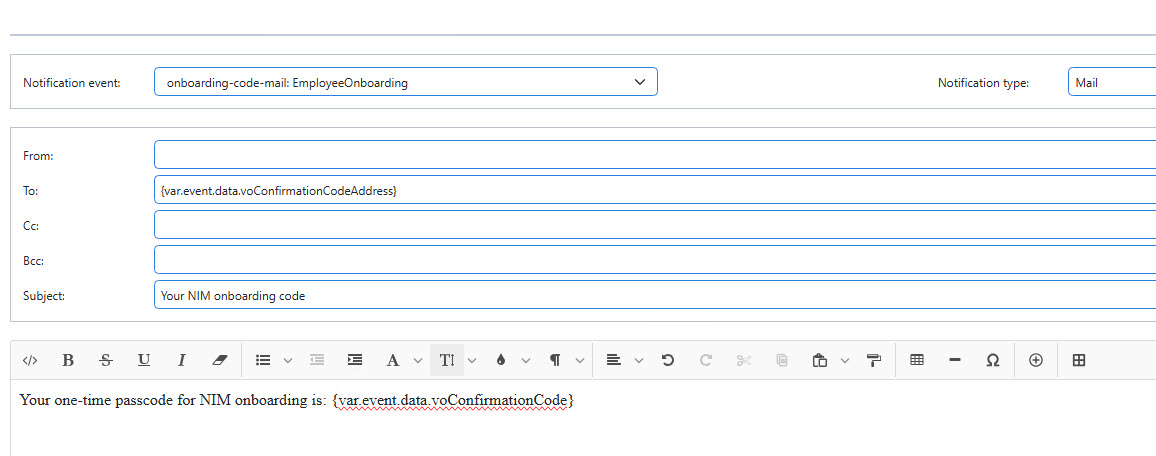 Configure the OTP email template