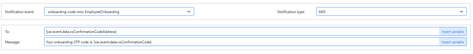 Configure the OTP SMS template