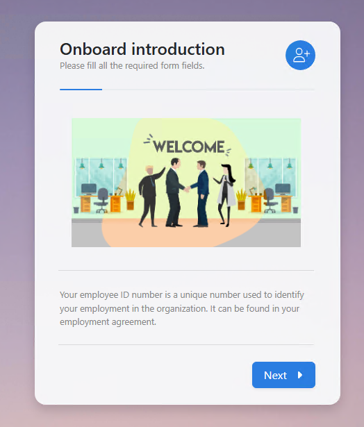 Onboarding welcome page
