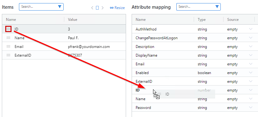 Map fields for an Internal user update