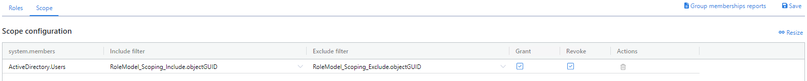 Configure role-model scope