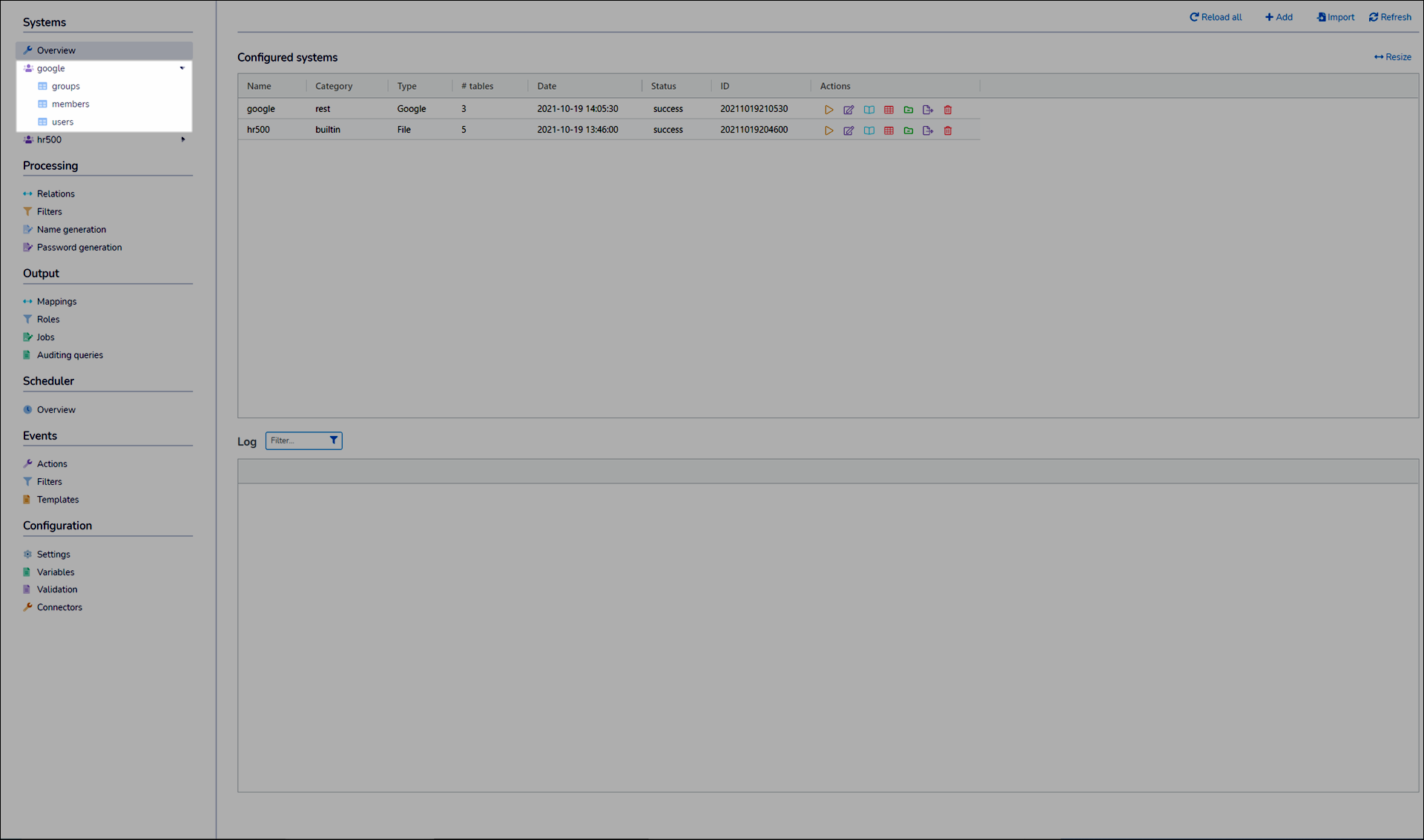 Expand a system table list in NIM