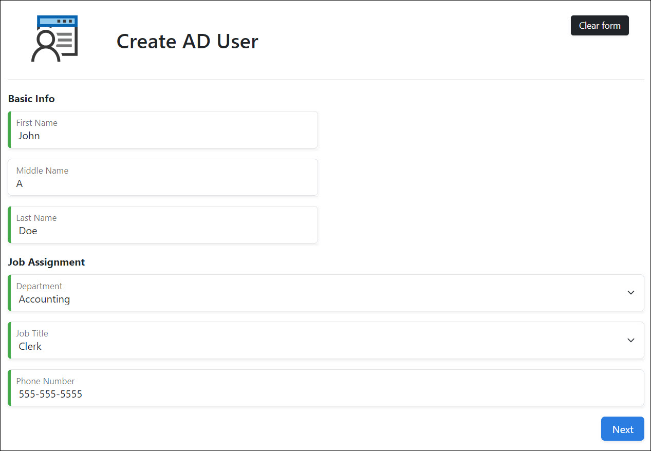 First app form