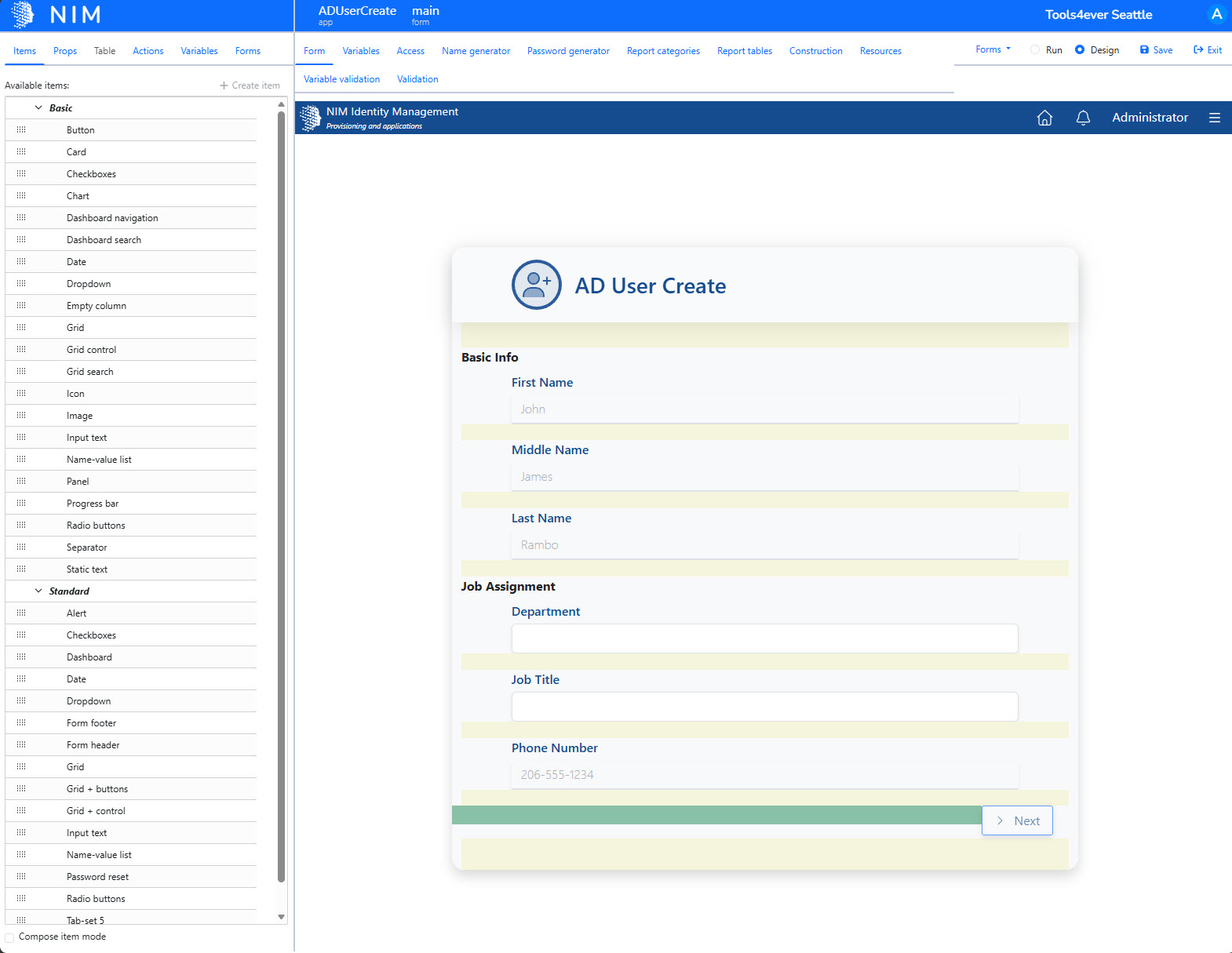 NIM App builder