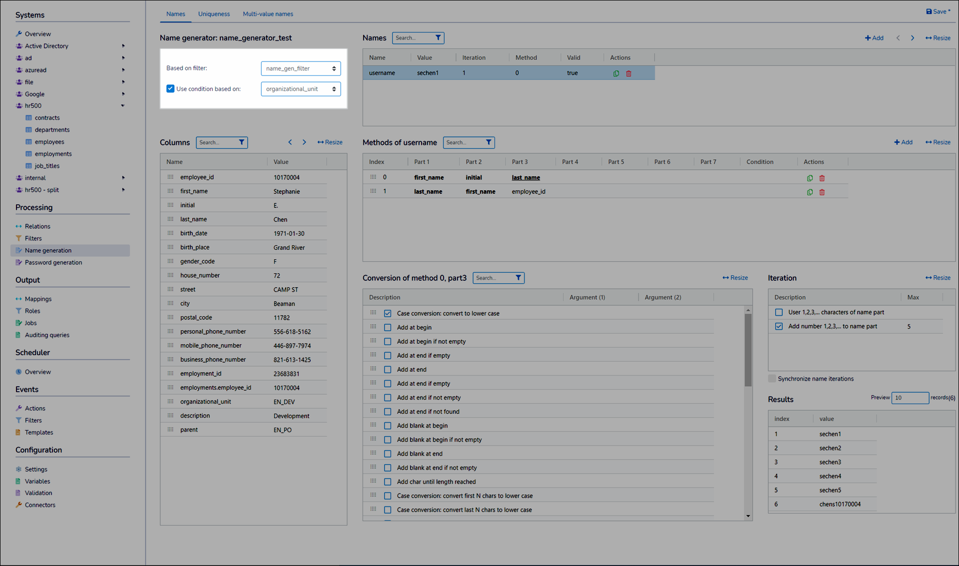 Choose a condition column