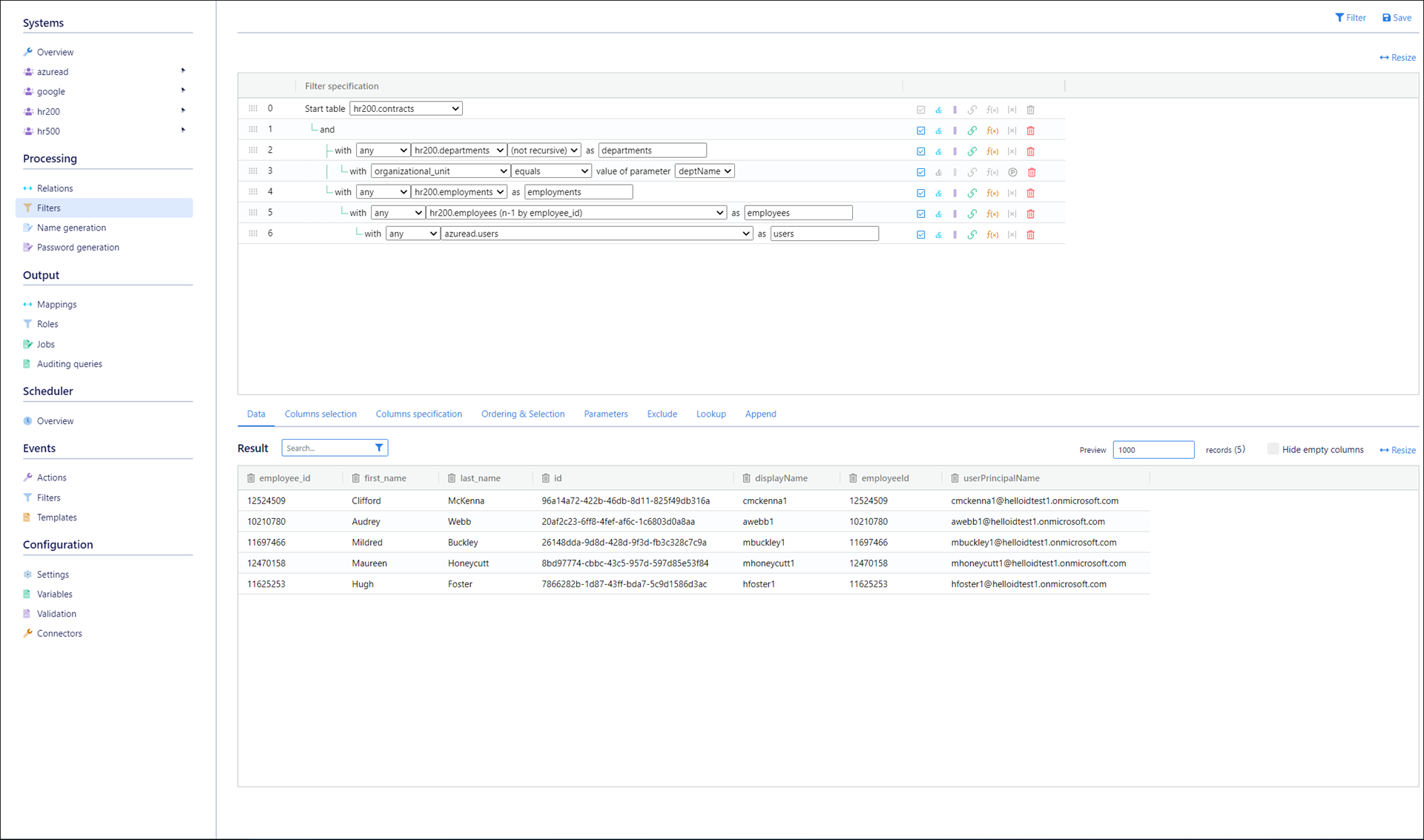 The Filters workspace in NIM