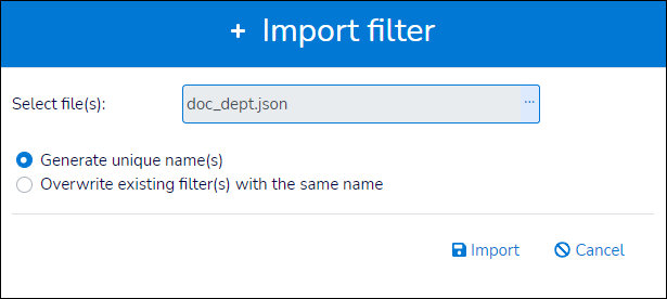 Choose how to handle imported filter names