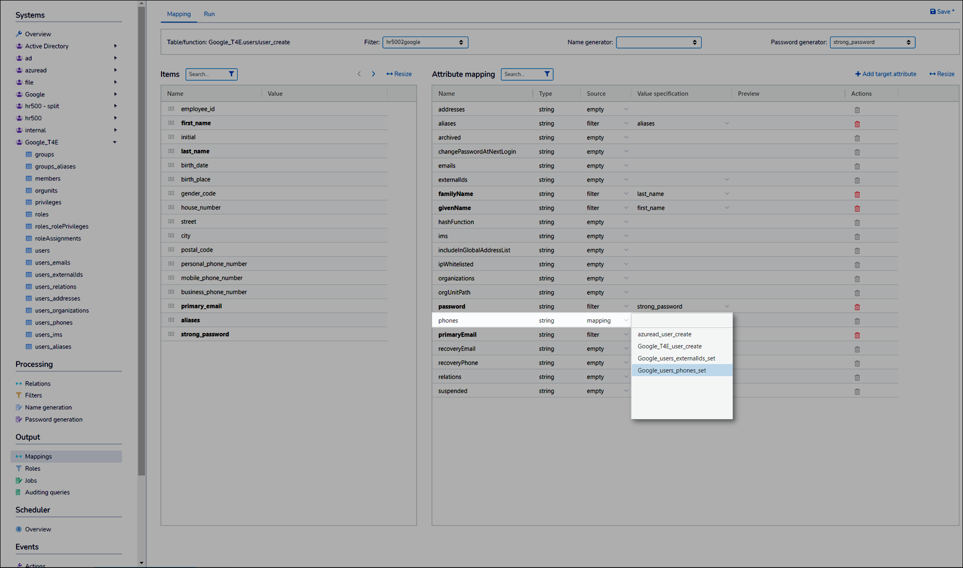 Attach a sub-mapping to a target attribute