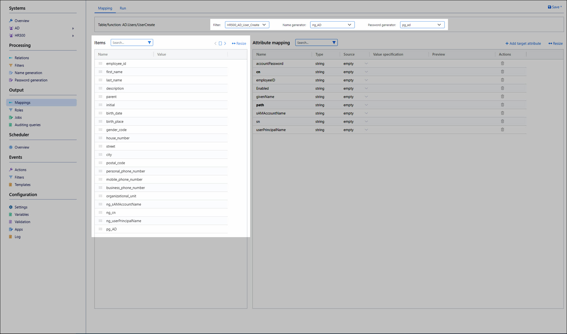 Select the filter and generators