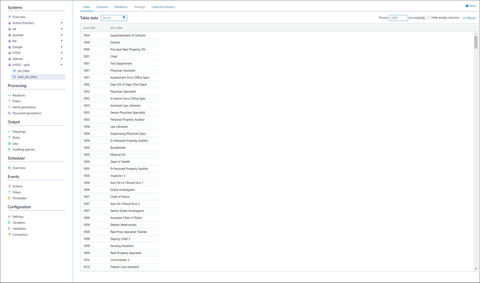 The new split table added to the system