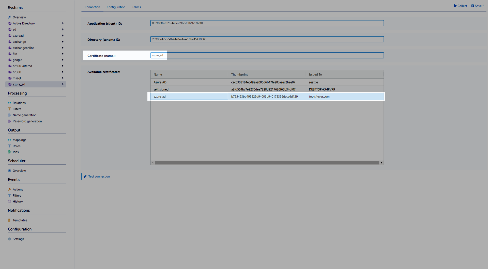 Select the certificate in NIM