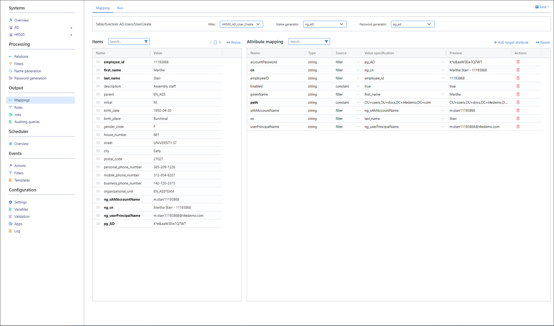 Completed AD attribute mapping