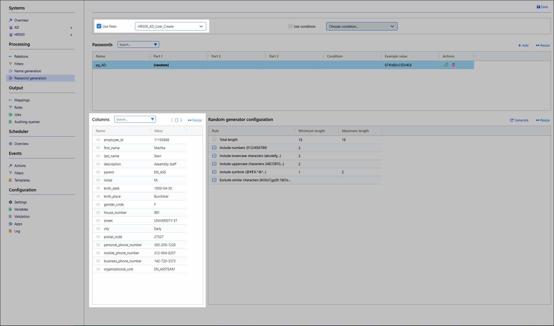 Optional filter-based password input