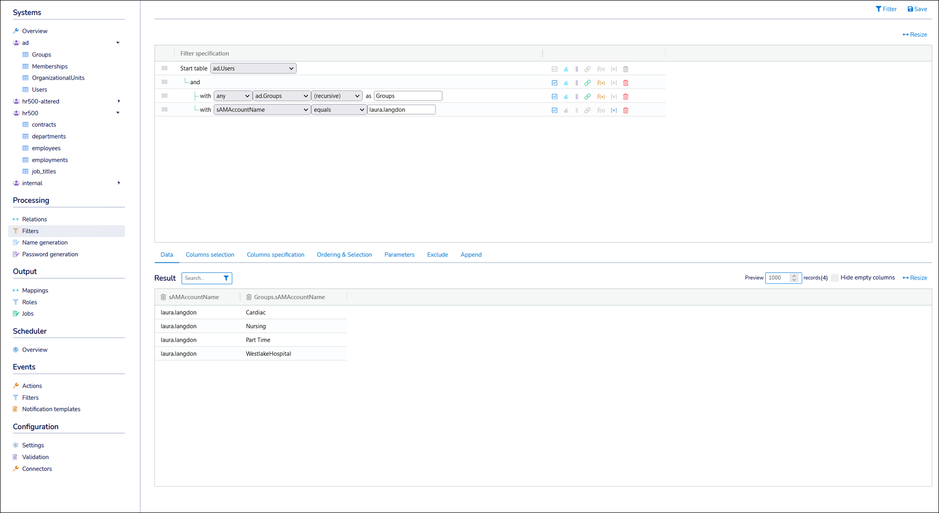 Recursive nested group results