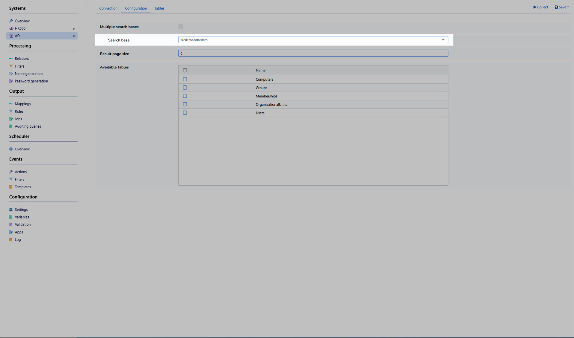 Select the Active Directory search base