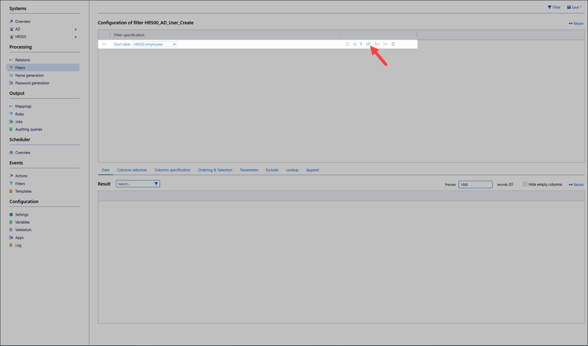 Add a relation filter item