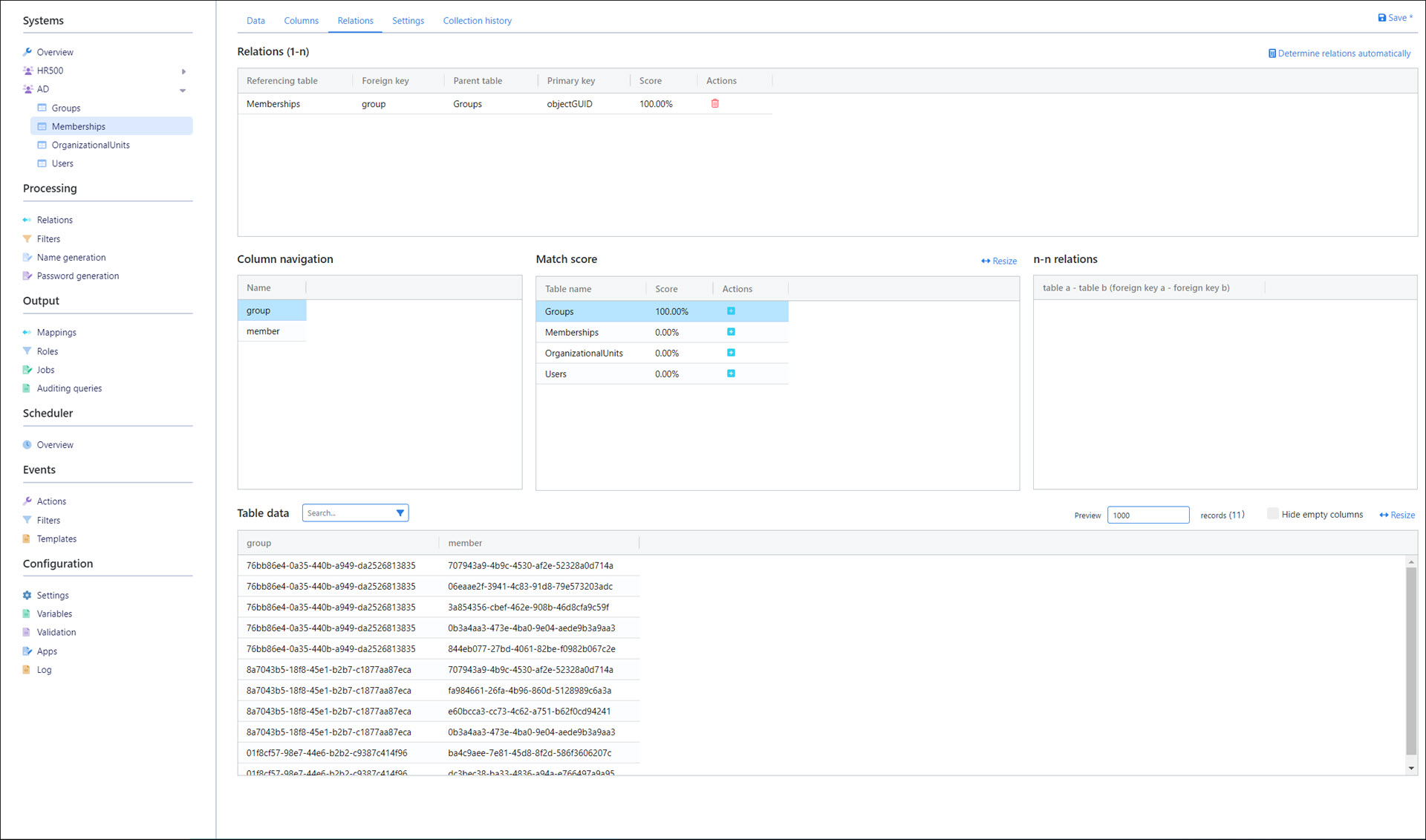 Configure the memberships relations