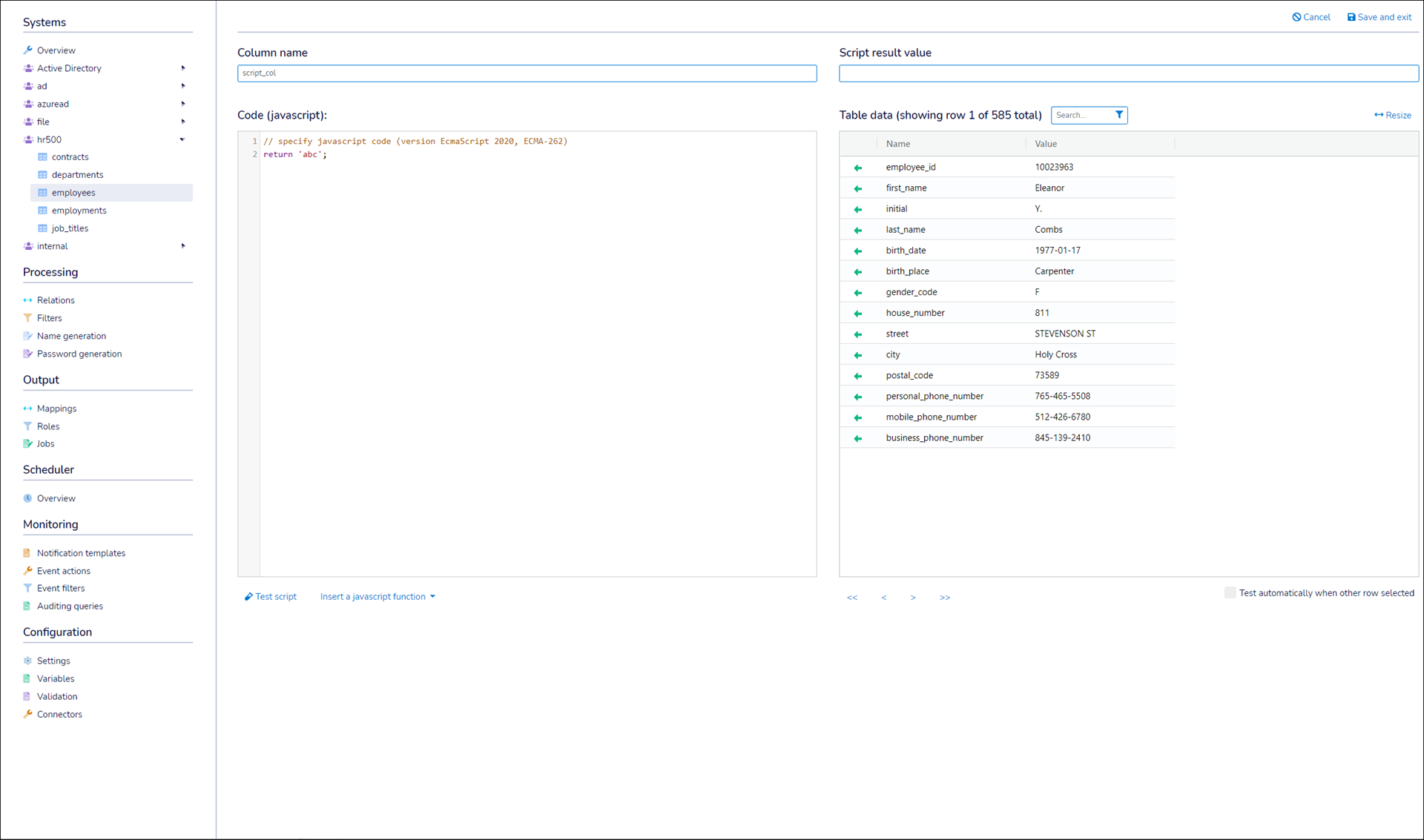 Add a JavaScript system column from the table Columns tab