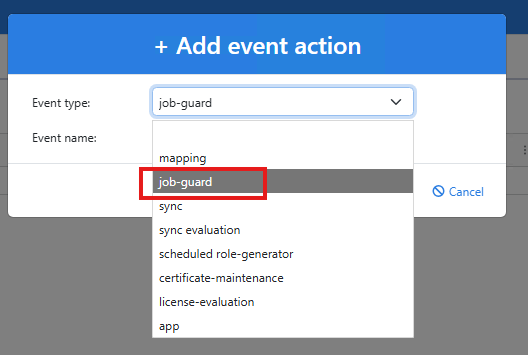Select the job-guard event type