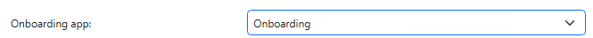 Onboarding app selection set to Onboarding