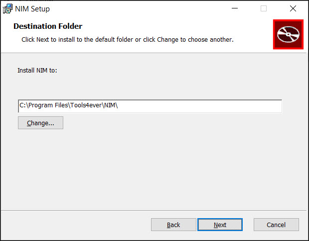 NIM installer destination folder