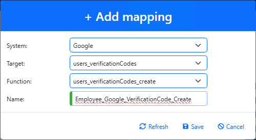 Create Google verification code mapping