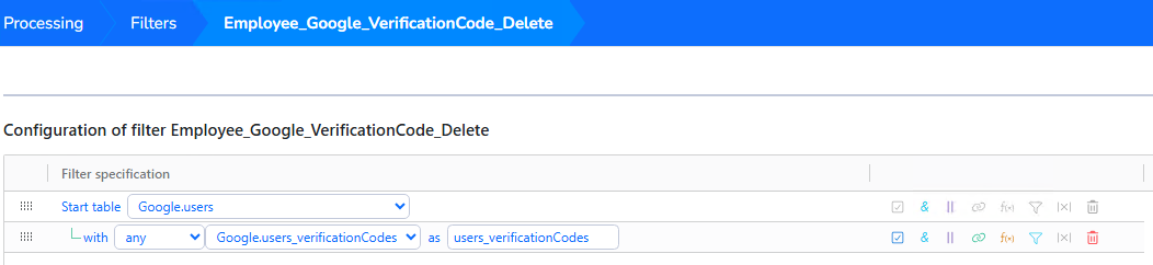 Filter that selects Google users with verification codes