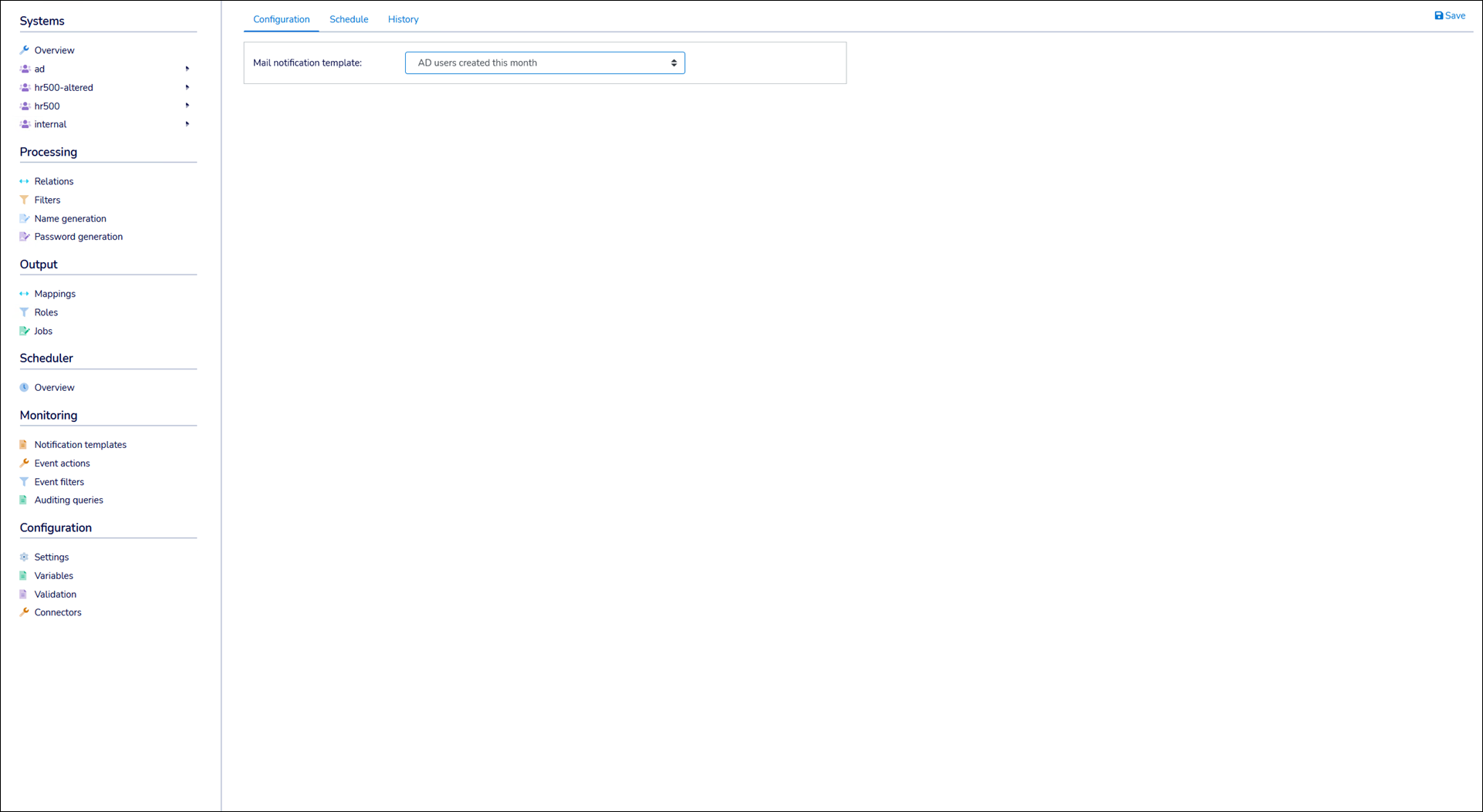 Choose a mail notification template