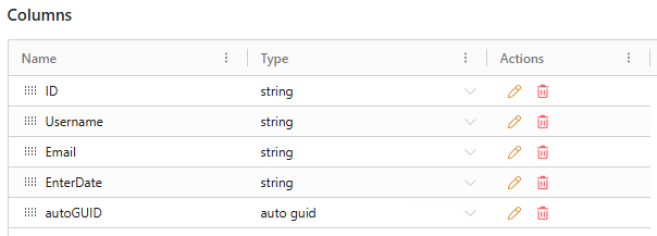 Configure the history table columns
