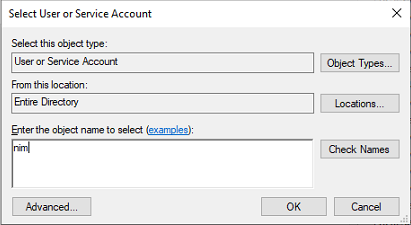 Enter the managed service account name