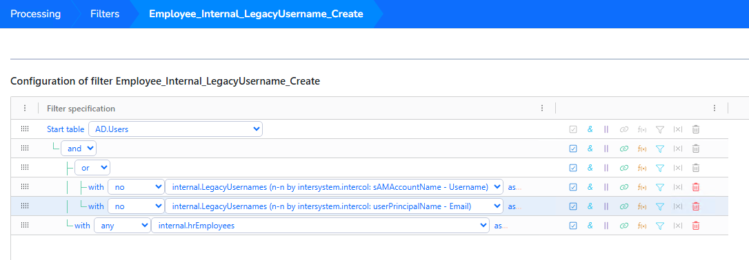 Configure the filter for missing history values