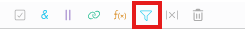 Blue Exclude by Filter icon in the filter-item toolbar
