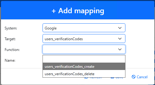 Available Google verification-code mapping functions