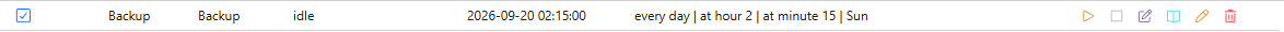 Scheduled backup task listed in the Scheduler